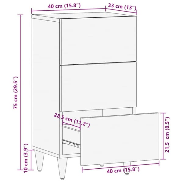vidaXL Skjenk 40x33x75 cm heltre mango