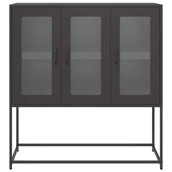 vidaXL Skjenk svart 100,5x39x107 cm kaldvalset stål