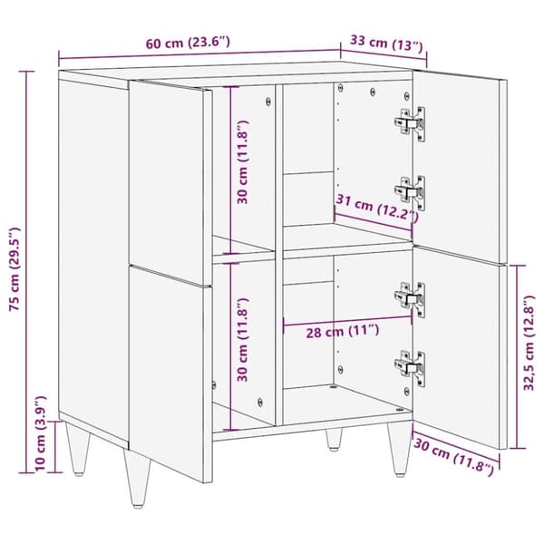 vidaXL Skjenk 60x33x75 cm heltre mango