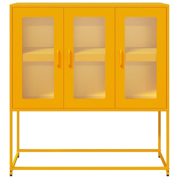 vidaXL Skjenk sennepsgul 100,5x39x107 cm kaldvalset stål