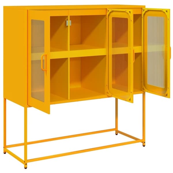 vidaXL Skjenk sennepsgul 100,5x39x107 cm kaldvalset stål