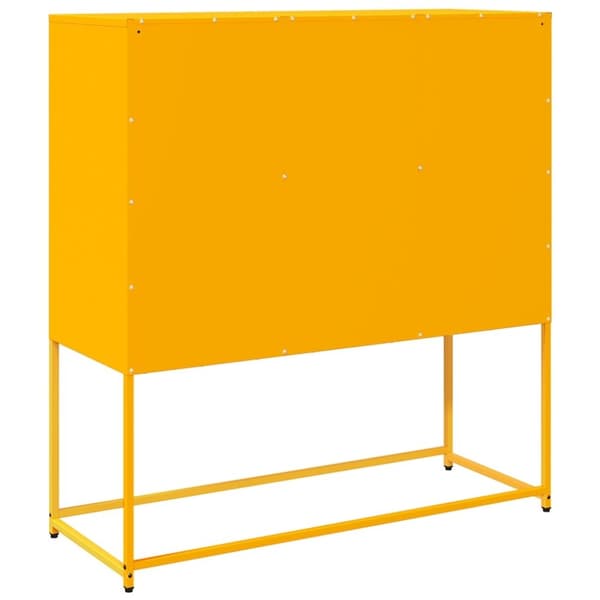 vidaXL Skjenk sennepsgul 100,5x39x107 cm kaldvalset stål