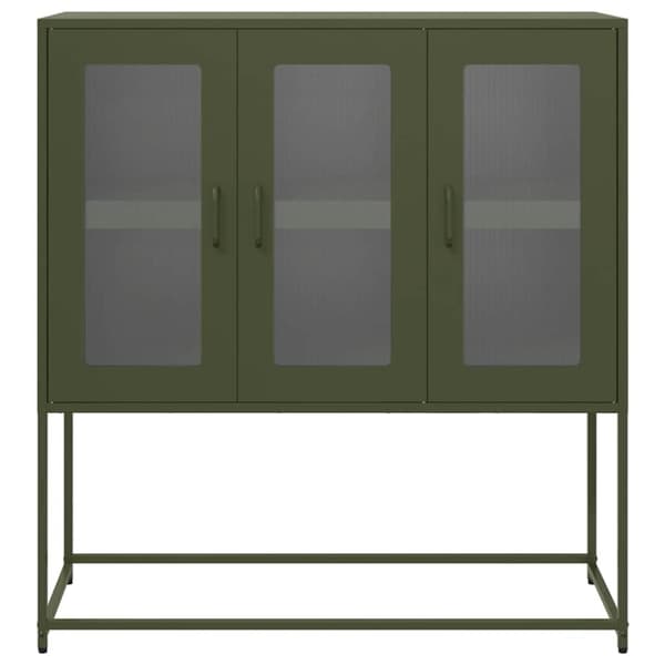 vidaXL Skjenk olivengrønn 100,5x39x107 cm kaldvalset stål