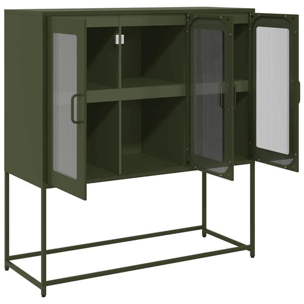 vidaXL Skjenk olivengrønn 100,5x39x107 cm kaldvalset stål