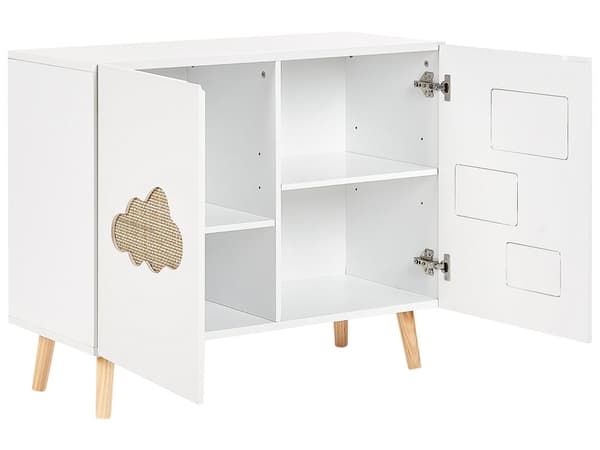 Skänk Vit MDF Tallben Med Moln Motiv Förvaring Barnrum