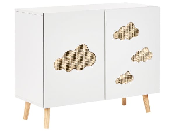 Skänk Vit MDF Tallben Med Moln Motiv Förvaring Barnrum