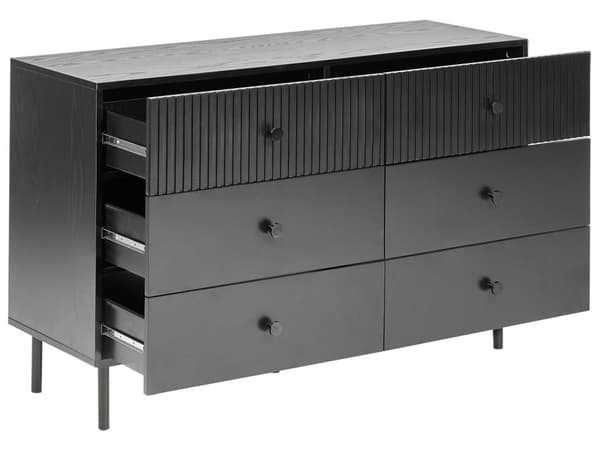 Byrå 6 Lådor Svart Spånskiva MDF Modern Förvaringsenhet Vardagsrum Sovrum