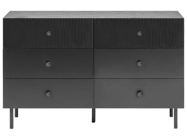 Byrå 6 Lådor Svart Spånskiva MDF Modern Förvaringsenhet Vardagsrum Sovrum