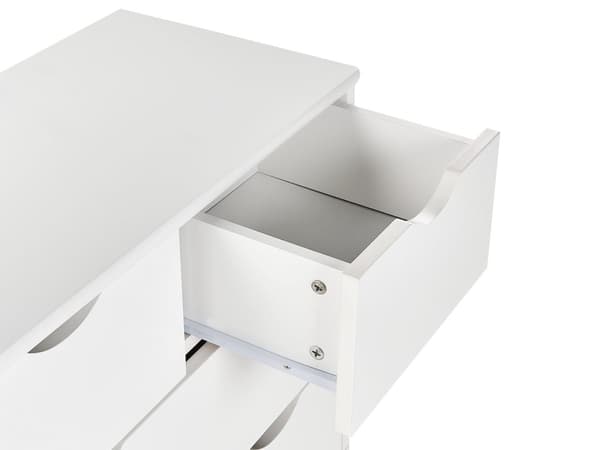 4 Skuffer Hvit MDF Oppbevaringskommode i Furu med Ben av Furu Oppbevaring på Barnerom