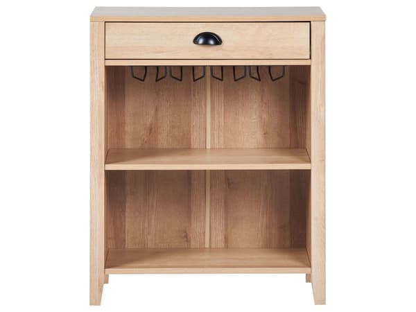 Skjenk Lyst tre Sponplate 1 skuff 2 hyller Glassholder Tradisjonell og elegant stil Stue Oppbevaring