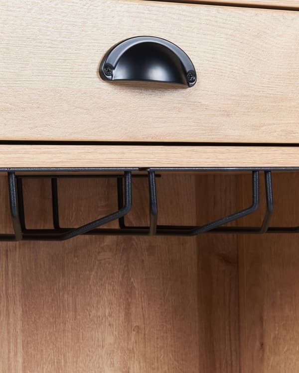 Skjenk Lyst tre Sponplate 1 skuff 2 hyller Glassholder Tradisjonell og elegant stil Stue Oppbevaring