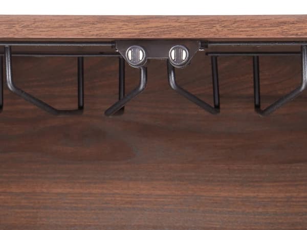 Skänk Mörkt Trä med Glasfront 2 Dörrhyllor Vinställ Glashållare Sidobord Traditionell Stil Hall