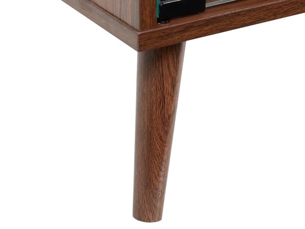 Skänk Mörkt Trä med Glasfront 2 Dörrhyllor Vinställ Glashållare Sidobord Traditionell Stil Hall