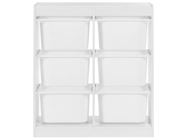 Hylde med 6 skuffer Hvid spånplade Plast Unikt børneværelse Moderne design