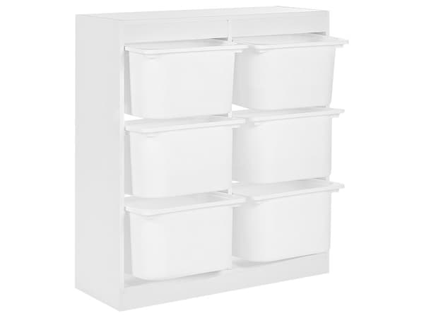 Hylde med 6 skuffer Hvid spånplade Plast Unikt børneværelse Moderne design