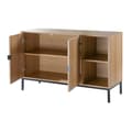 Miniatyrbild 7 av 10: Buffet 2 portes 2 niches ouvertes effet bois rainuré L110 cm - TARA
