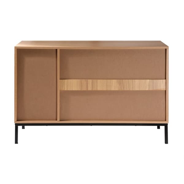 Buffet 2 portes 2 niches ouvertes effet bois rainuré L110 cm - TARA