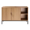Miniatyrbild 1 av 10: Buffet 2 portes 2 niches ouvertes effet bois rainuré L110 cm - TARA
