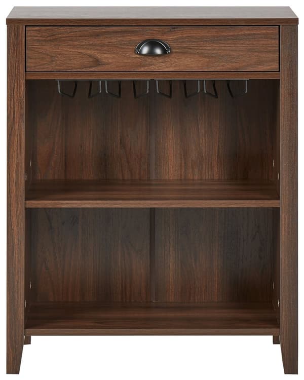 Skænk Mørkt træ Spånplade 1 skuffe 2 hylder Glasholder Traditionel og elegant stil Stue Opbevaring