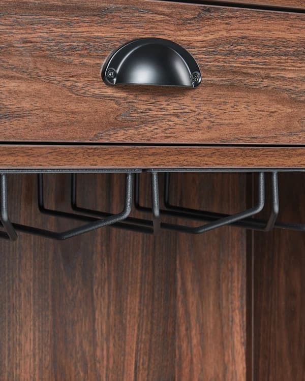 Skænk Mørkt træ Spånplade 1 skuffe 2 hylder Glasholder Traditionel og elegant stil Stue Opbevaring