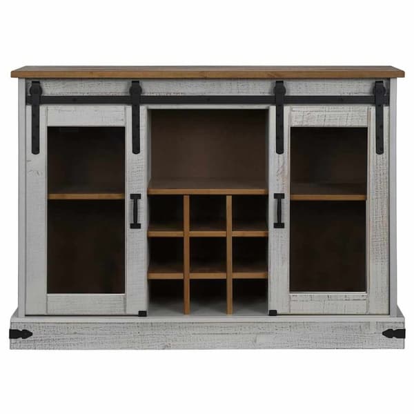 vidaXL Skänk HALDEN 2 skjutdörrar vit 112x40x80 cm massivt trä