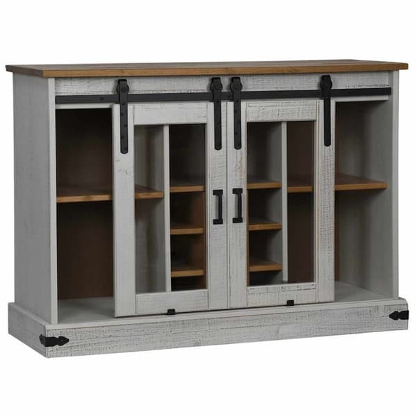 vidaXL Skänk HALDEN 2 skjutdörrar vit 112x40x80 cm massivt trä