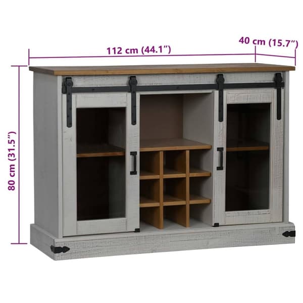 vidaXL Skänk HALDEN 2 skjutdörrar vit 112x40x80 cm massivt trä