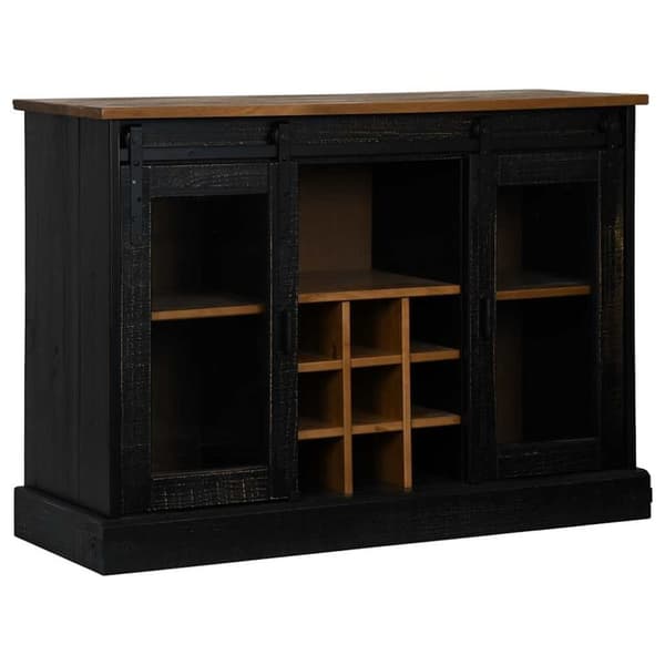 vidaXL Skjenk HALDEN med 2 skyvedører svart 112x40x80 cm heltre
