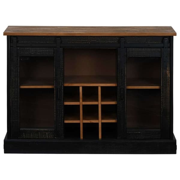 vidaXL Skjenk HALDEN med 2 skyvedører svart 112x40x80 cm heltre