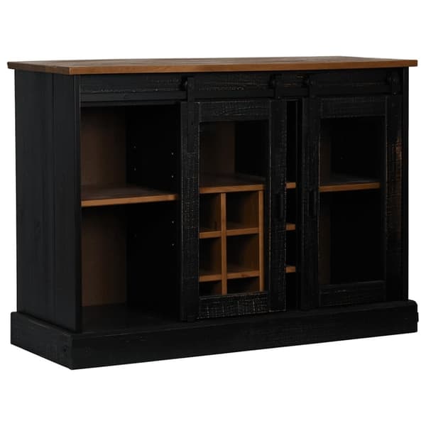 vidaXL Skjenk HALDEN med 2 skyvedører svart 112x40x80 cm heltre