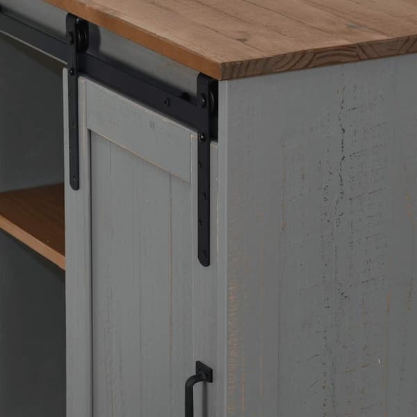 vidaXL Skänk HALDEN med skjutdörr grå 80x40x80 cm massivt trä