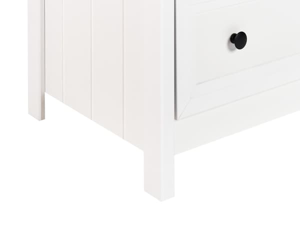 6 Skuffer Kommode Hvit Svart Accenter Engineered Wood Massivtre Ben Stue Stilig Retro