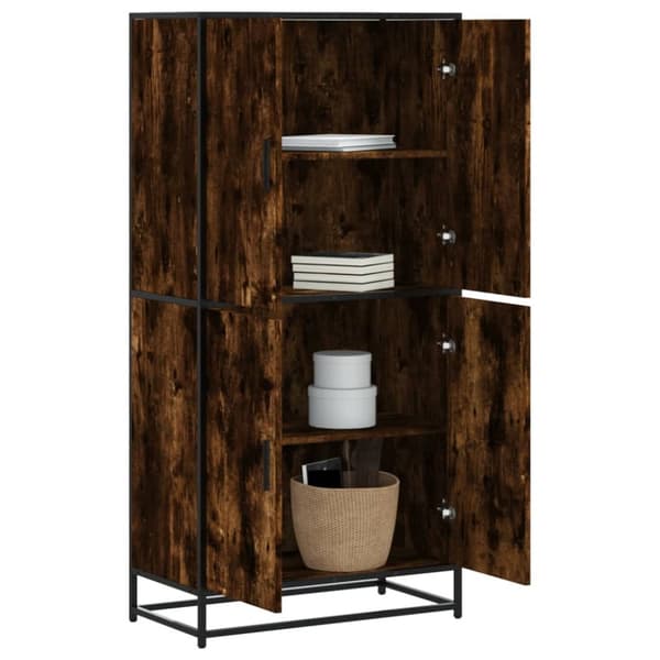 Högskåp rökfärgad ek 68x35x139 cm konstruerat trä