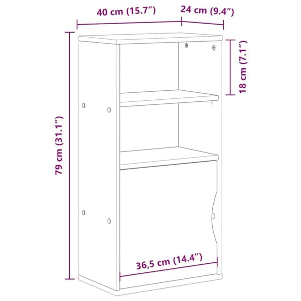 vidaXL Sidoskåp ODDA vit 40x24x79 cm massivt trä furu