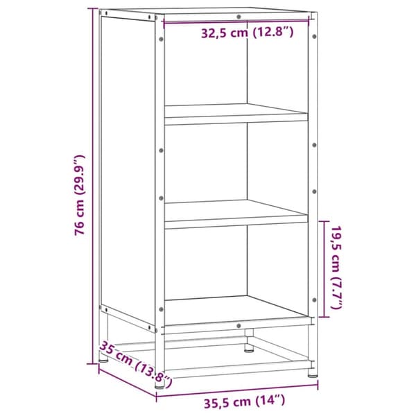 vidaXL Skjenk røkt eik 35,5x35x76 cm konstruert tre og metall