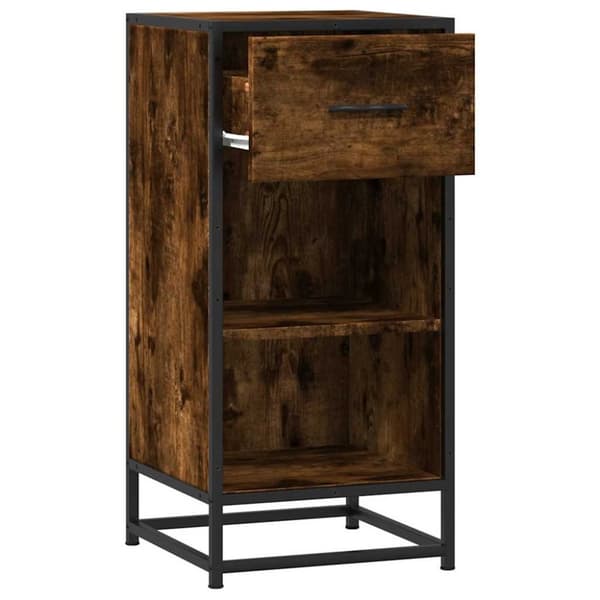 vidaXL skab 35,5x35x76 cm konstrueret træ og metal røget egetræsfarve