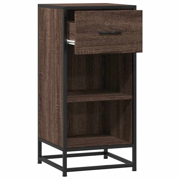 vidaXL skab 35,5x35x76 cm konstrueret træ og metal brun egetræsfarve
