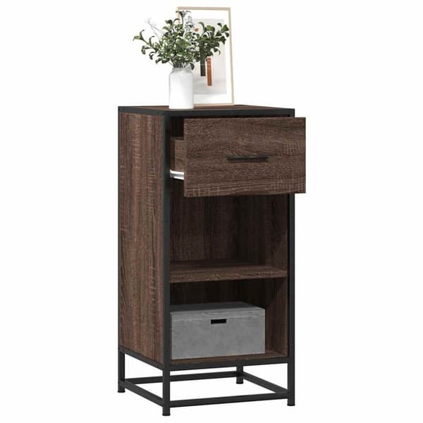 vidaXL skab 35,5x35x76 cm konstrueret træ og metal brun egetræsfarve