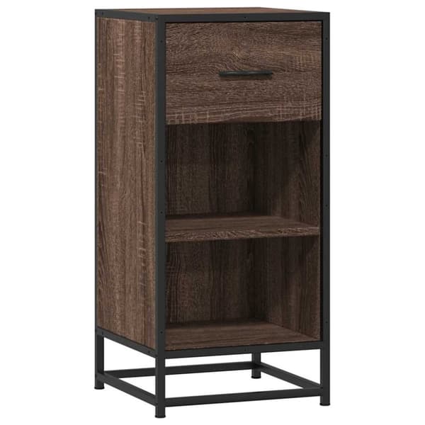 vidaXL skab 35,5x35x76 cm konstrueret træ og metal brun egetræsfarve