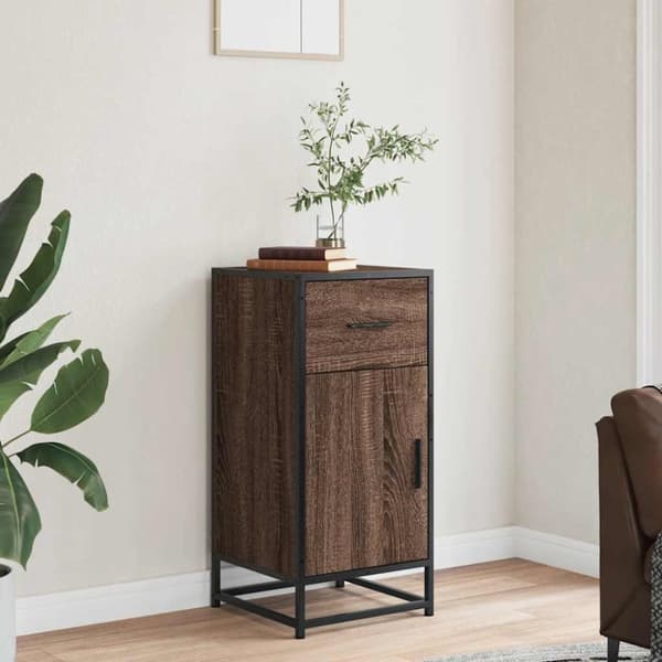 vidaXL Skjenk brun eik 35,5x35x76 cm konstruert tre og metall