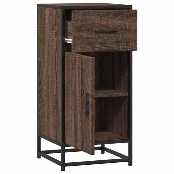 vidaXL Skjenk brun eik 35,5x35x76 cm konstruert tre og metall