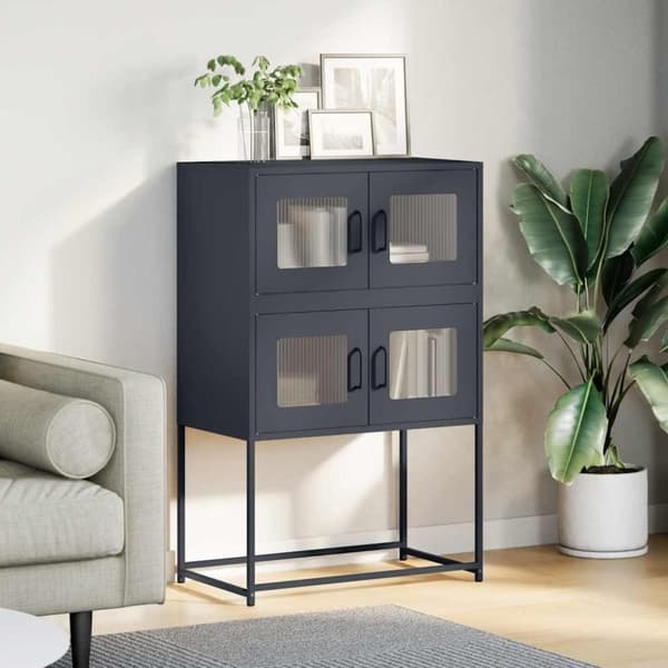 vidaXL Highboard Antrasitt 68x39x107 cm Stål