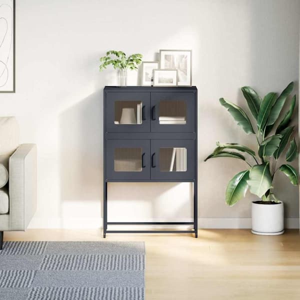 vidaXL Highboard Antrasitt 68x39x107 cm Stål