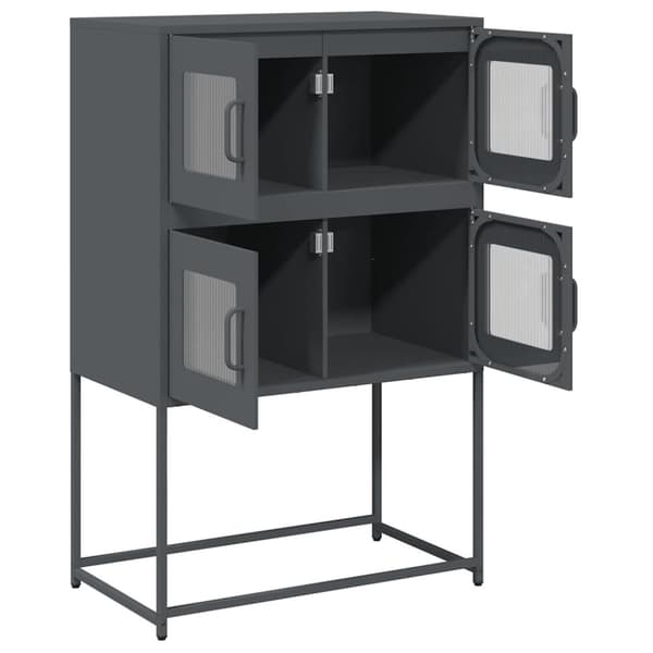 vidaXL Highboard Antrasitt 68x39x107 cm Stål
