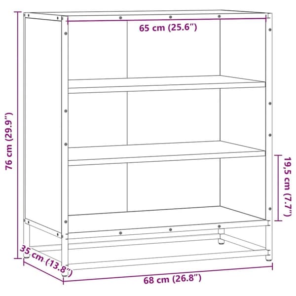 vidaXL skab 68x35x76 cm konstrueret træ og metal sonoma-eg