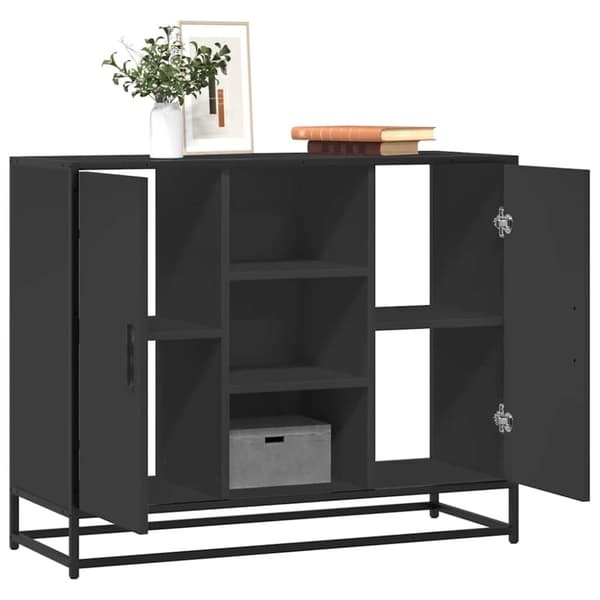 vidaXL skænk 92x35x76 cm konstrueret træ sort