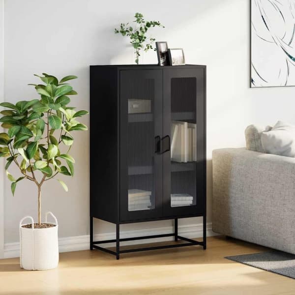 vidaXL Highboard Musta 68x39x123 cm Teräs