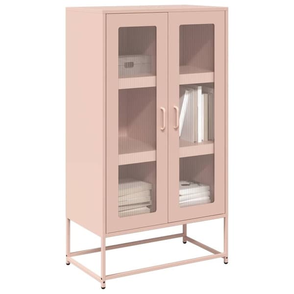 vidaXL højskab 68x39x123 cm stål lyserød