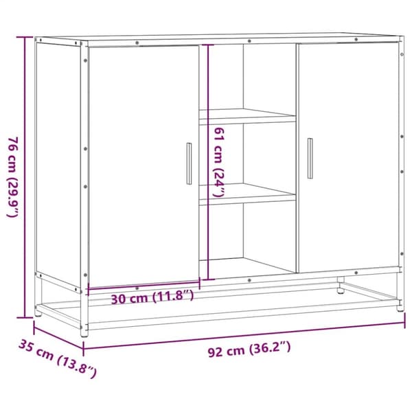 vidaXL Skjenk svart 92x35x76 cm konstruert tre