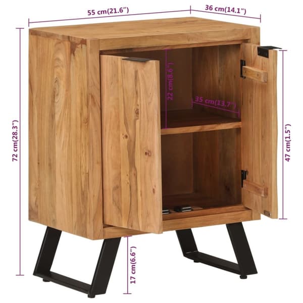 vidaXL Skjenk med 2 dører 55x36x72 cm heltre akasie